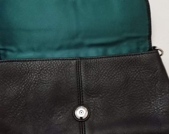 Black Coach Clutch Bag Green Satin lining