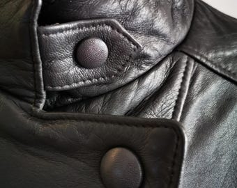 Chaqueta de cuero gris St Michael Marks & Spencer talla 16