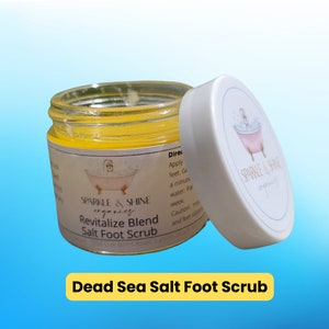 Organic Dead Sea Salt Foot Scrub | Organic Essential Oils | 3oz | 3 Scents: Revitalize, Calm, Citrus | Exfoliating Natural Skincare | Vegan