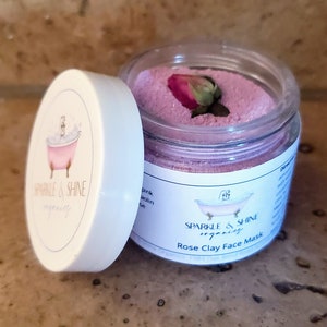 Organic Rose Clay Face Mask | All Skin Types | Vegan | Dry Skin Mask | Rose Face Mask | Clay Face Mask | Self Care | Handmade| Face Scrub