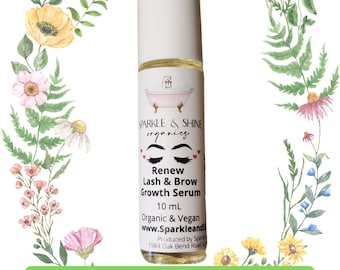 Suero orgánico para el crecimiento de pestañas y cejas / Potenciador natural de cejas y pestañas / Fórmula vegana / Belleza artesanal / Cuidado orgánico de la piel y cuidado personal