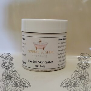 Organic Herbal Skin Salve, All purpose herbal salve, organic skin salve, skin salve, herb lotion, salve for cuts, first aid balm, handmade