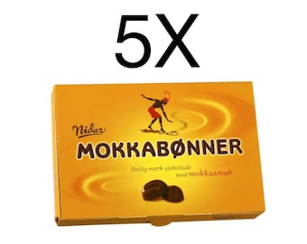 Nidar Mokkabønner Moccabeans Norwegian Candy 5X110g