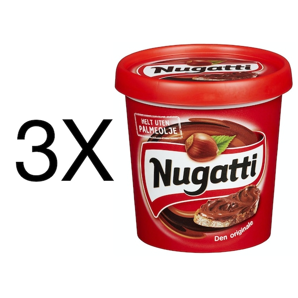 Nugatti Spread Pâte à tartiner au chocolat norvégien Stabburet Nougat Noisette 3X500g