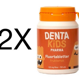 Denta Kids Fluorid Zahnpasta Norwegische Chewtab Tabletten FruchtGeschmack, 2x150