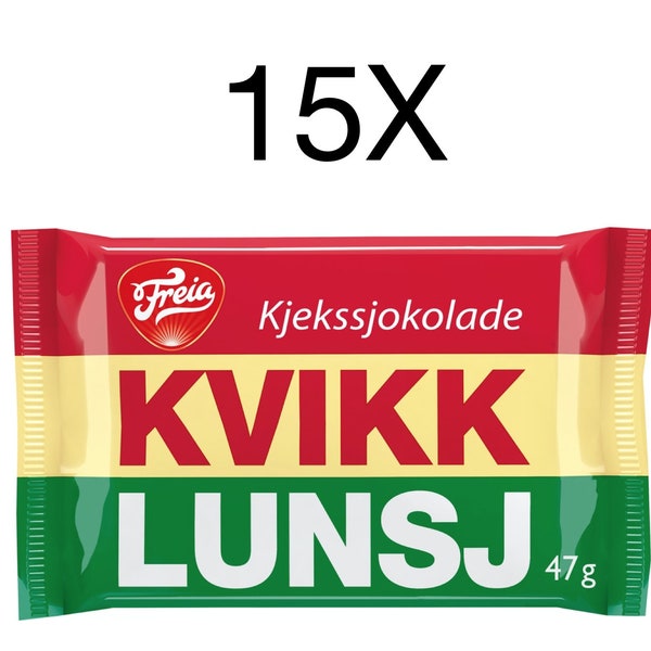 Freia Kvikk Lunsj Norwegian Chocolate Candy 15X47g