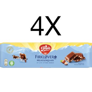 Freia Firkløver Melkesjokolade Norwegian Milk Chocolate bars 4X 200 Grams