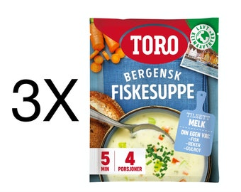 Bergensk Fiskesuppe Norwegische Fischsuppe Bergen Toro Päckchen 3X81g