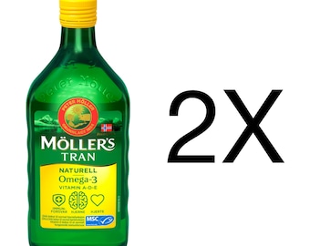 Möller's Tran Norwegian Fish Oil Original Natural Taste Omega-3 Møllers 2X500ml