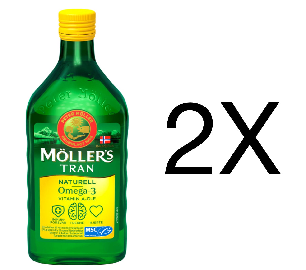 Möllers Tran Huile de poisson norvégienne Goût naturel original Oméga-3  Møllers 2X500ml -  France