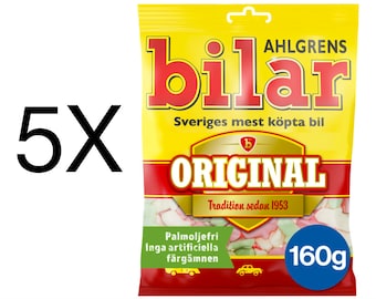 Ahlgrens Bilar Soft Chewy Marshmallow Cars Swedish Candy 5X160g