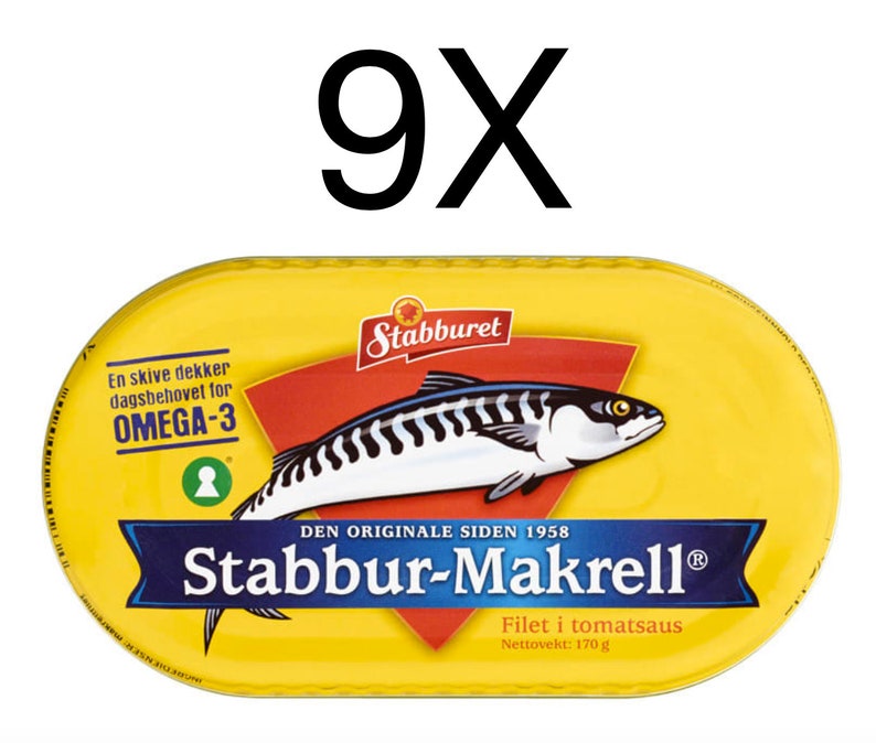 Makrell i Tomat Stabbur-Makrell Norwegian Canned Mackerel in Tomato Sauce, 9X170g image 1