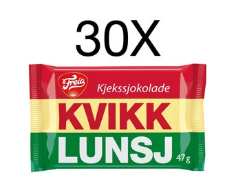 Kvikk Lunsj Freia Norwegian Chocolate Bars Candy Kvikk-Lunsj 30X47g Quick Lunch