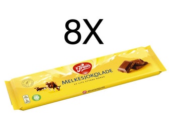 Freia Melkesjokolade Norwegian Milk Chocolate bars 8X 200 Grams