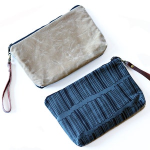 Regalo sustentable, hecho a mano, listo para enviar gratis, bolsa de lona encerada para la muñeca con correa de cuero extraíble