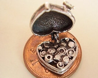 Breloque boîte à chocolat en forme de cœur en argent sterling, ouvre « VOTRE CHOIX » sur la base