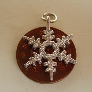 Beautiful Sterling Silver CHRISTMAS SNOWFLAKE charm Double sided