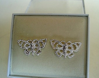 One Pair Butterfly Stud Earrings In Sterling Silver