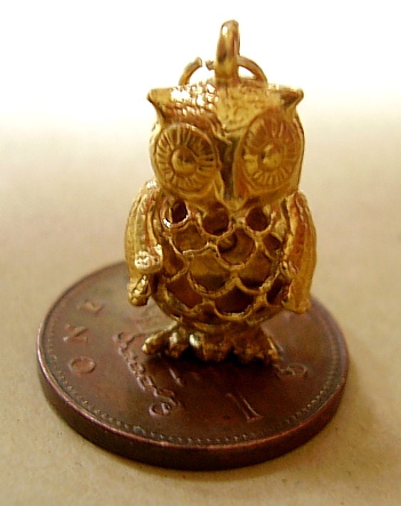 9ct Gold Filligree Owl Charm Charms