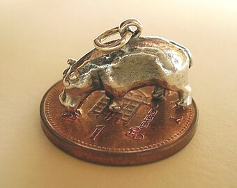 Beautiful Sterling Silver HIPPO  ( hippopotamus ) charm  charms