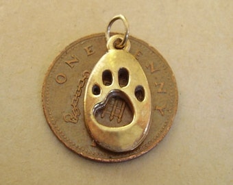 9ct Gold Cat Paw Print Charm