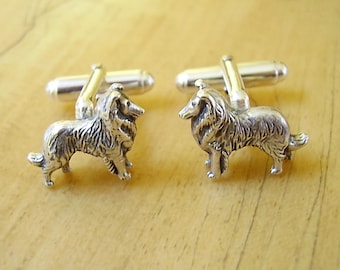 Collie Sheltie Dog Sterling Silver Cufflinks