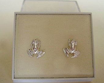 One Pair Sterling Silver  Frog Stud Earrings