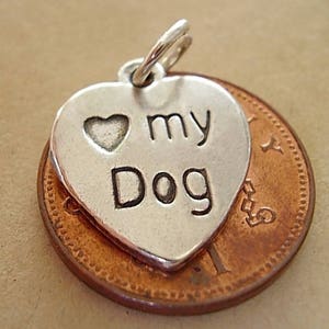 Sterling Silber Love My Dog Herz Charme, Reize