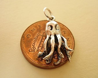Beautiful Sterling Silver OCTOPUS charm, charms