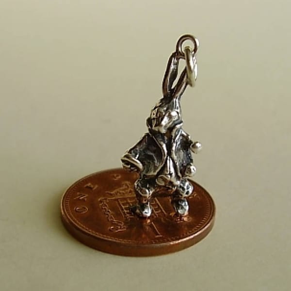 Beautiful Sterling Silver.  WHITE RABBIT charm  Character from Alice in Wonderland.