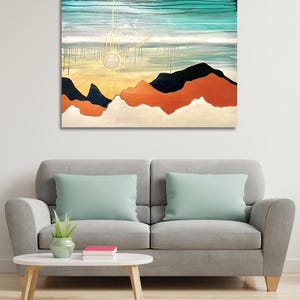 Desert Alchemy I Original 30x40 Abstract Desert Landscape Painting | Southwest Wall Art | Sunburst Mountain Scene