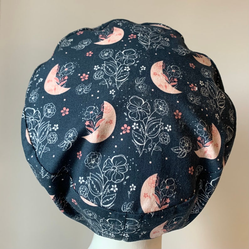 ROSE MOON Bonnet de gommage chirurgical de style européen, lutin régulier ou long semi-bouffant, fronces élastiques, liens optionnels, fabriqué au Canada image 3