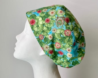 TURTLE POND Euro Surgical Scrub Cap, Regular or Long Pixie (Semi-Bouffant), Elastic Gathered, No Toggle, Optional Ties, Made in Canada