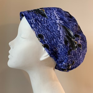 COTTAGE LOONS European Style Surgical Scrub Cap, Snood, Regular or Long Pixie, Elastic Gathered, Optional Ties, Made in Canada