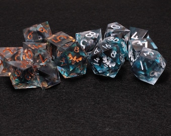 Blue Black Swirl - Resin Dice Set - SKU D017