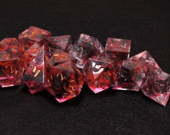 Red and Black Swirl - Resin Dice Set - SKU D007