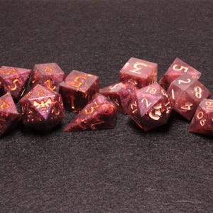 Resin Dice Set - Brown/Purple Color shift with Gold - SKU D014