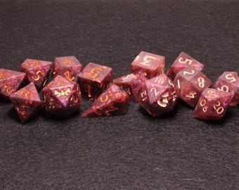 Resin Dice Set - Brown/Purple Color shift with Gold - SKU D014
