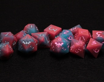 Blue and Pink Bubble Gum - Resin Dice Set -  SKU D001