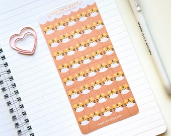Mini Tora Tiger Emoji Mood Kawaii Cute Planner Sticker Sheet Stationery
