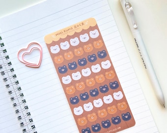 Mini Kuma Bear Emoji Mood Kawaii Cute Planner Sticker Sheet Stationery