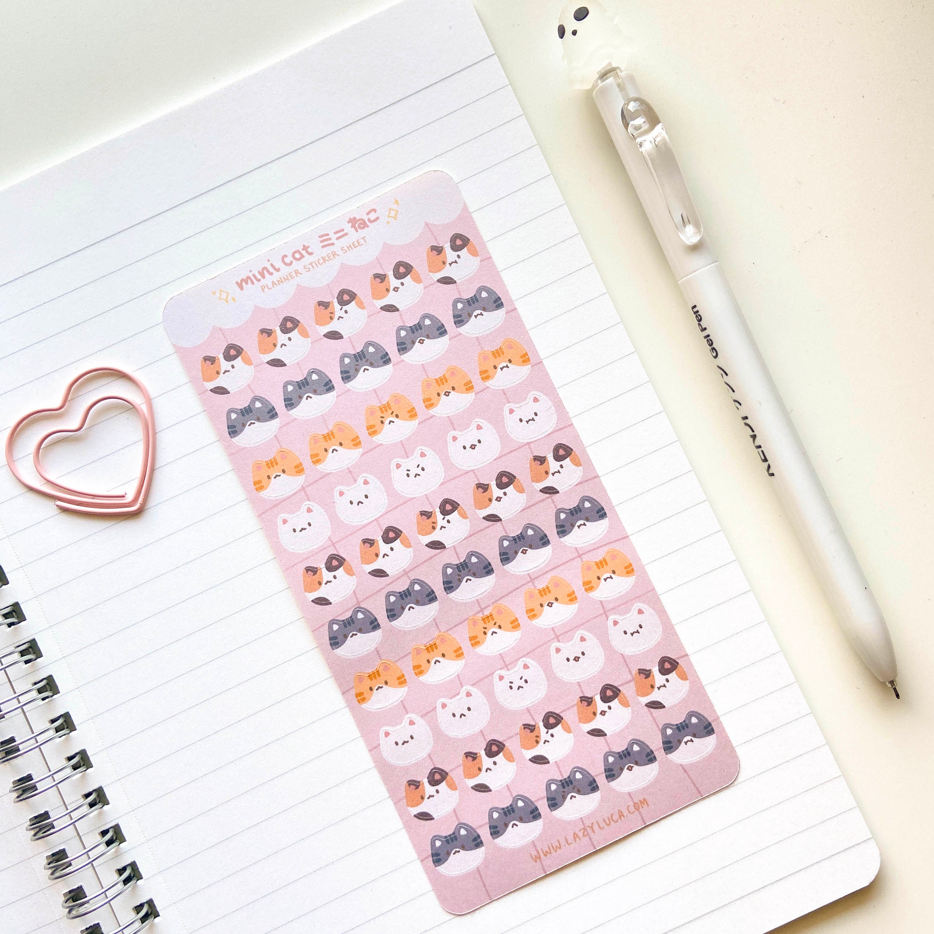 Mini Cat Neko Emoji Mood Kawaii Cute Planner Sticker Sheet Stationery