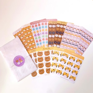 Animal Cute Planner Emoji Mood Journal Kawaii Sticker Sheet Stationery Bundle Gift Set