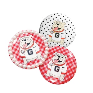 Bottone da gioco Georgia Bulldogs Pearl Gingham / Bottone da spilla da 2,25 pollici