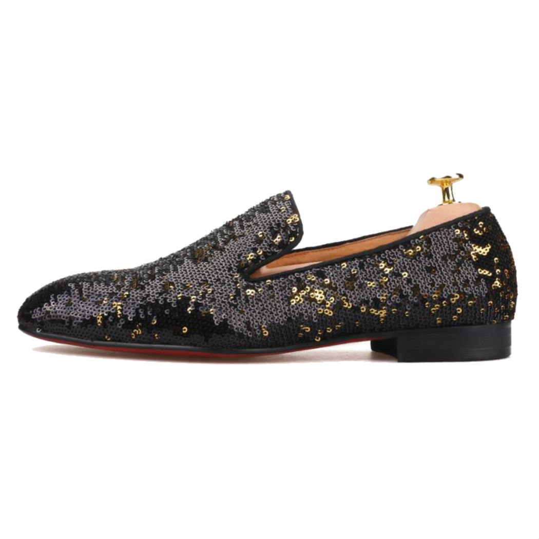 FERUCCI Black Gold Sequins Slippers Loafers Flats Prom  display picture 2