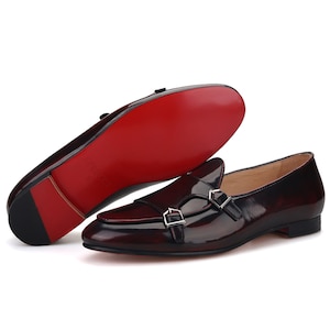 FERUCCI Brown Double Monk Leather Slippers Loafers Prom Wedding