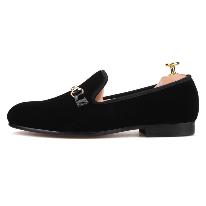 Men FERUCCI Black Velvet Slippers Loafers Flat With Gold - Etsy