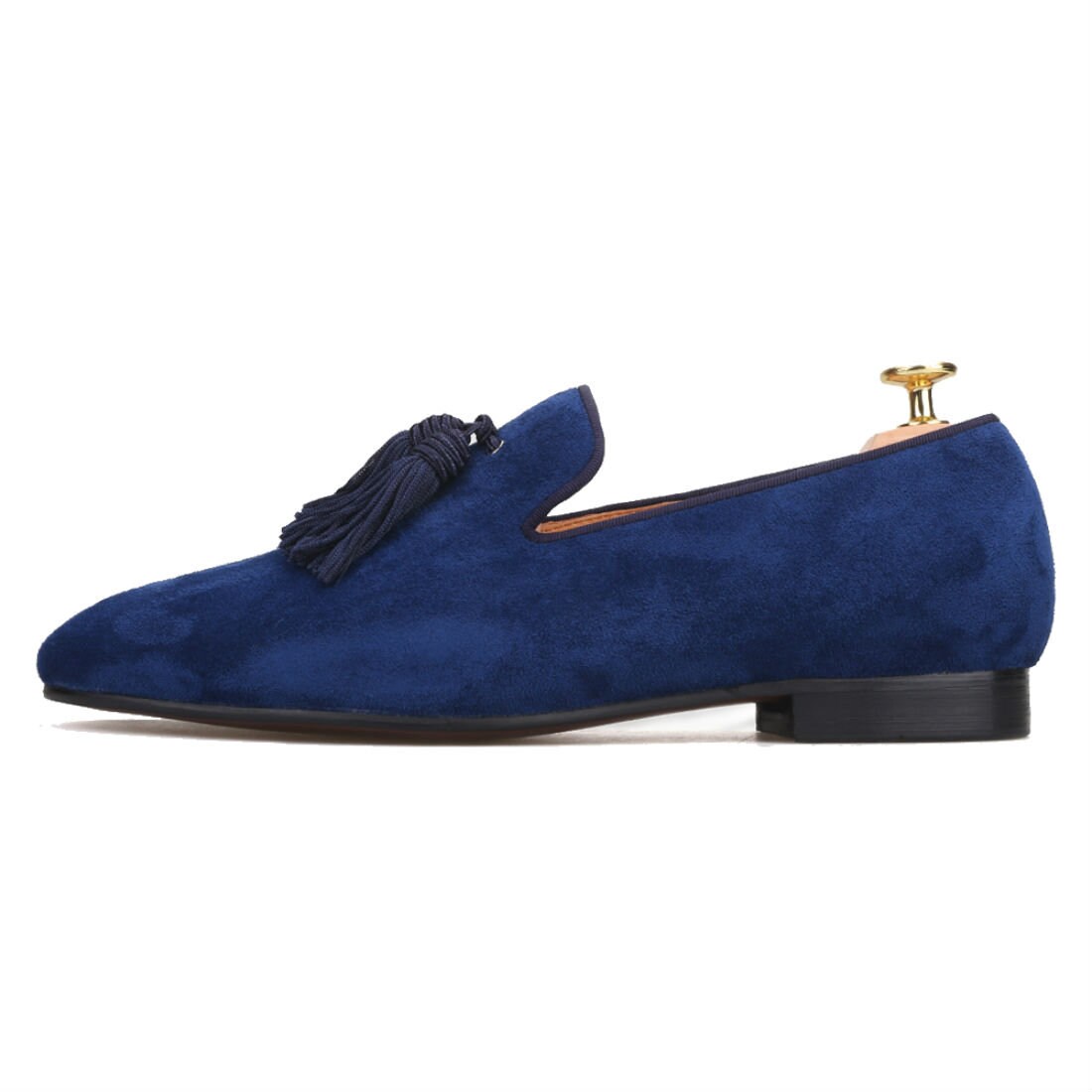 FERUCCI Blue Suede Slippers Loafers With Big Blue Tassel 