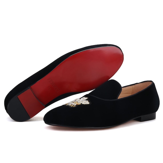 FERUCCI Men Black Velvet Slippers Loafers Flats With Bullion  display picture 3