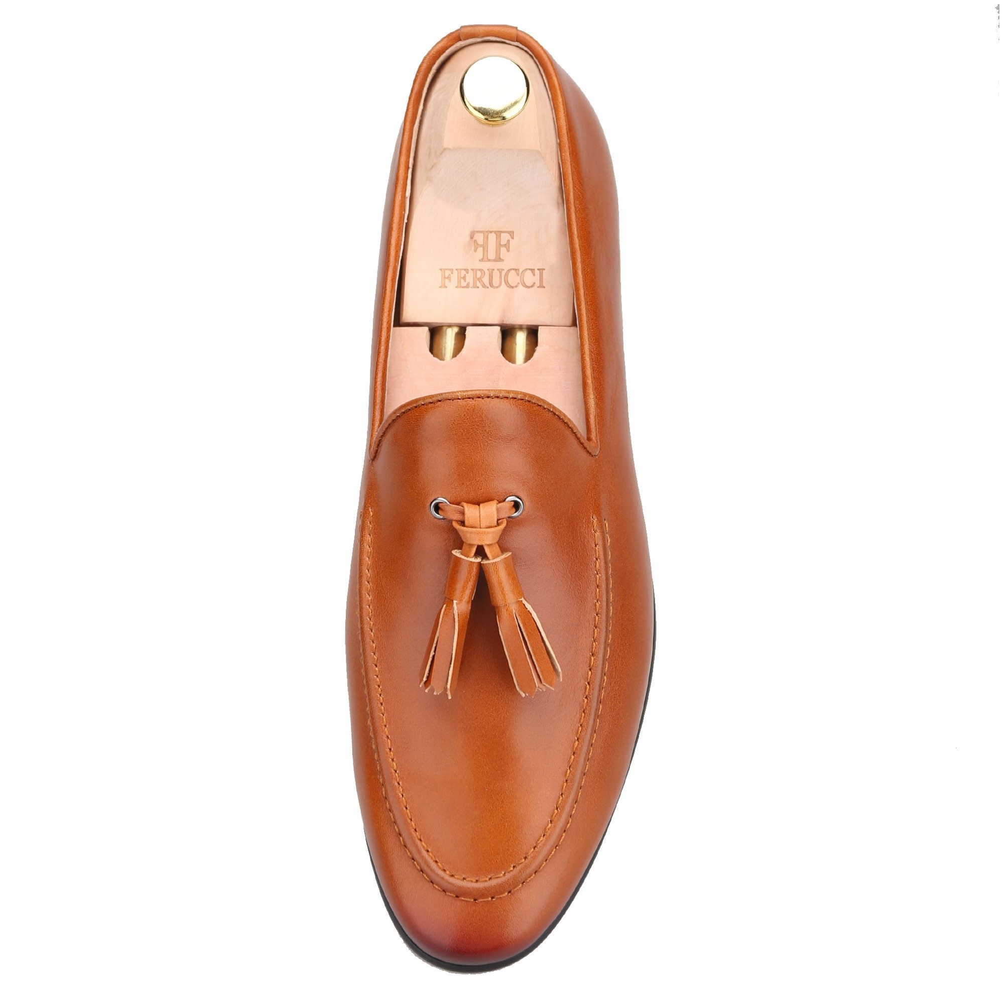 BLACK LEATHER LOAFER GOLD BOW - FERUCCI